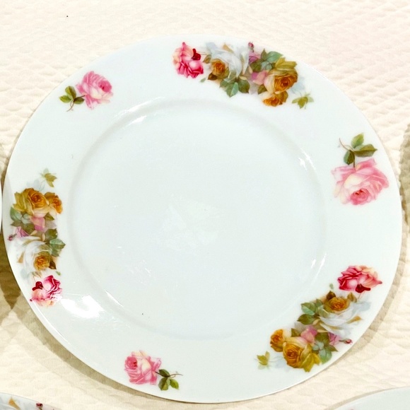 JE21-Vintage 4 PIECE SET Bavarian Cottagecore Cottage Roses Plates - Picture 4 of 11